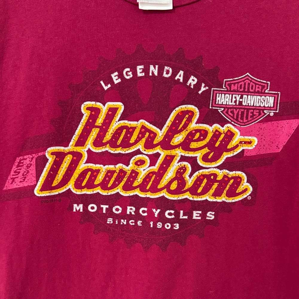 Harley-Davidson Pink Red Logo Short Sleeve Tee
